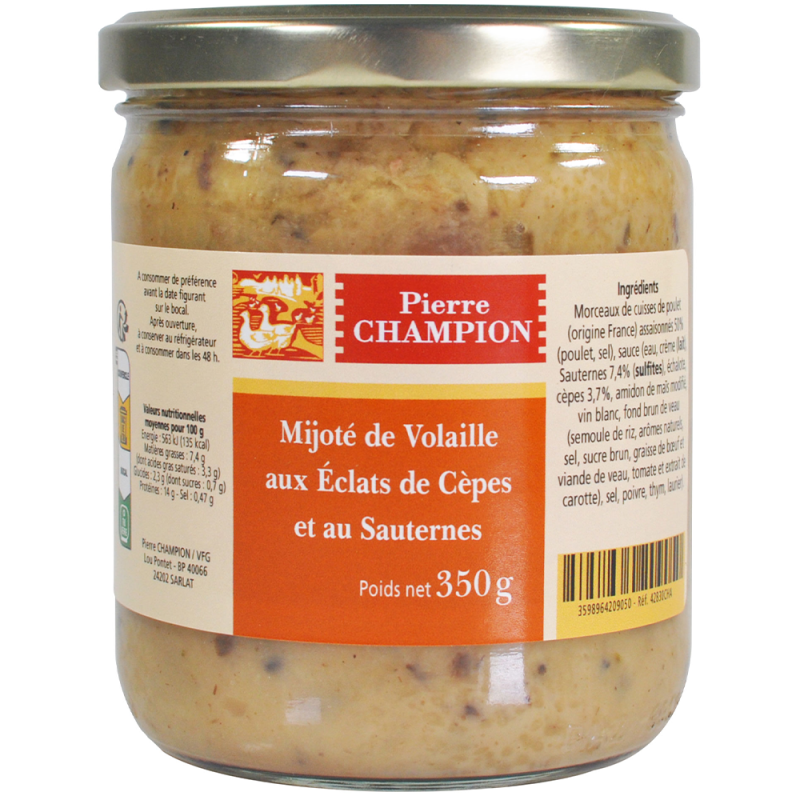 Le Mijoté de Volaille aux Éclats de Cèpes et au Sauternes, 350 g - WFN