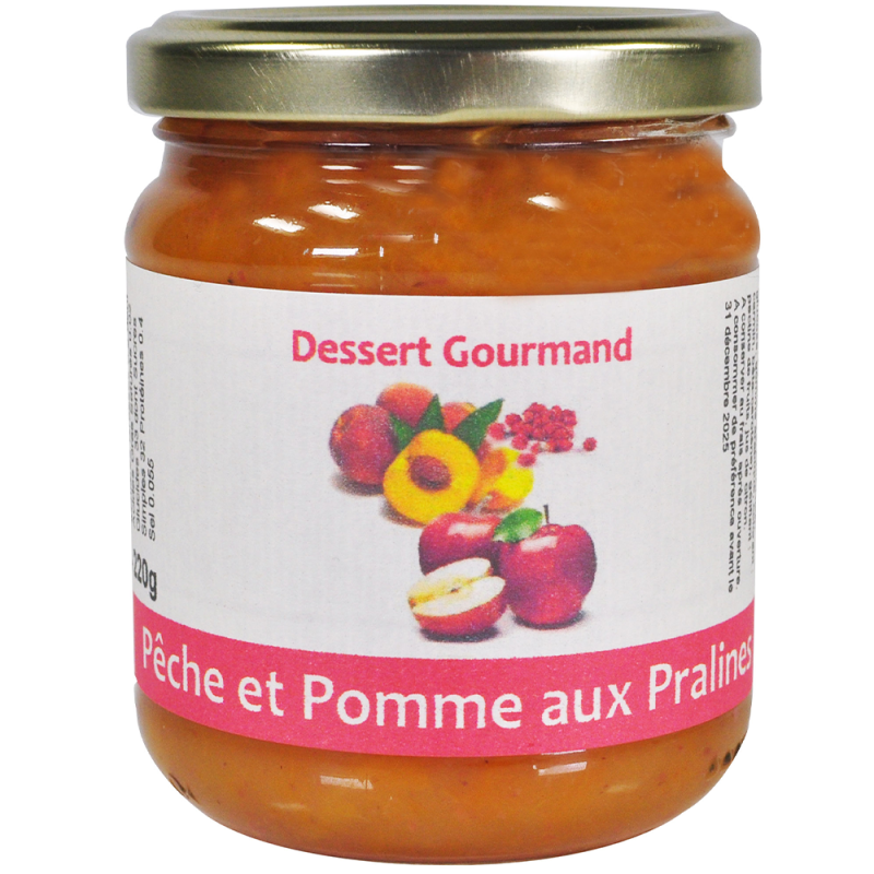 Le Dessert Gourmand Pêche et Pommes aux Pralines, 220 g - WFN